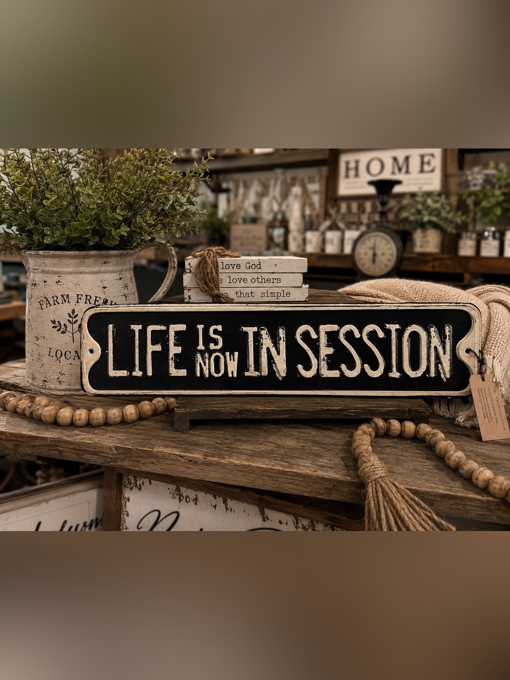 Black & Cream 'Life Is Now' Rustic Metal Sign